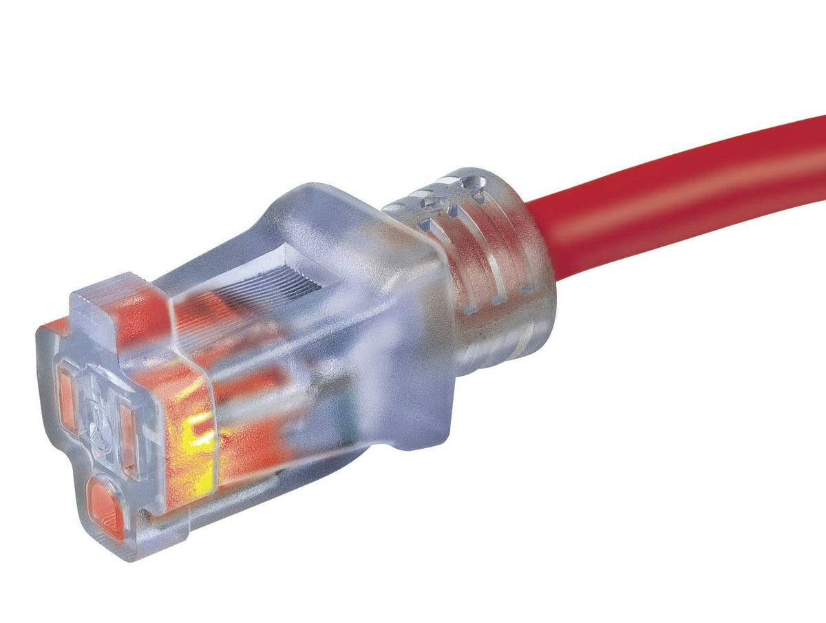 100-Foot 12/3 SJTW Outdoor Extension Cord with Light Indicator, Neon Red Z7645