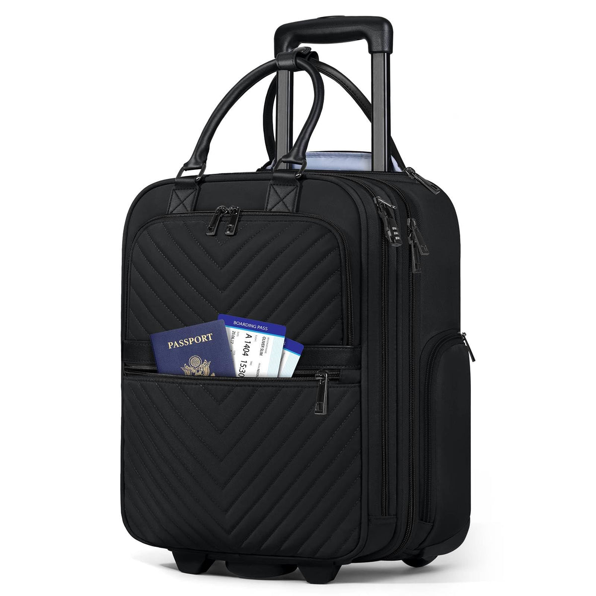 16-inch Lightweight Softside Underseat Carry On Luggage with Wheels Black E3493
