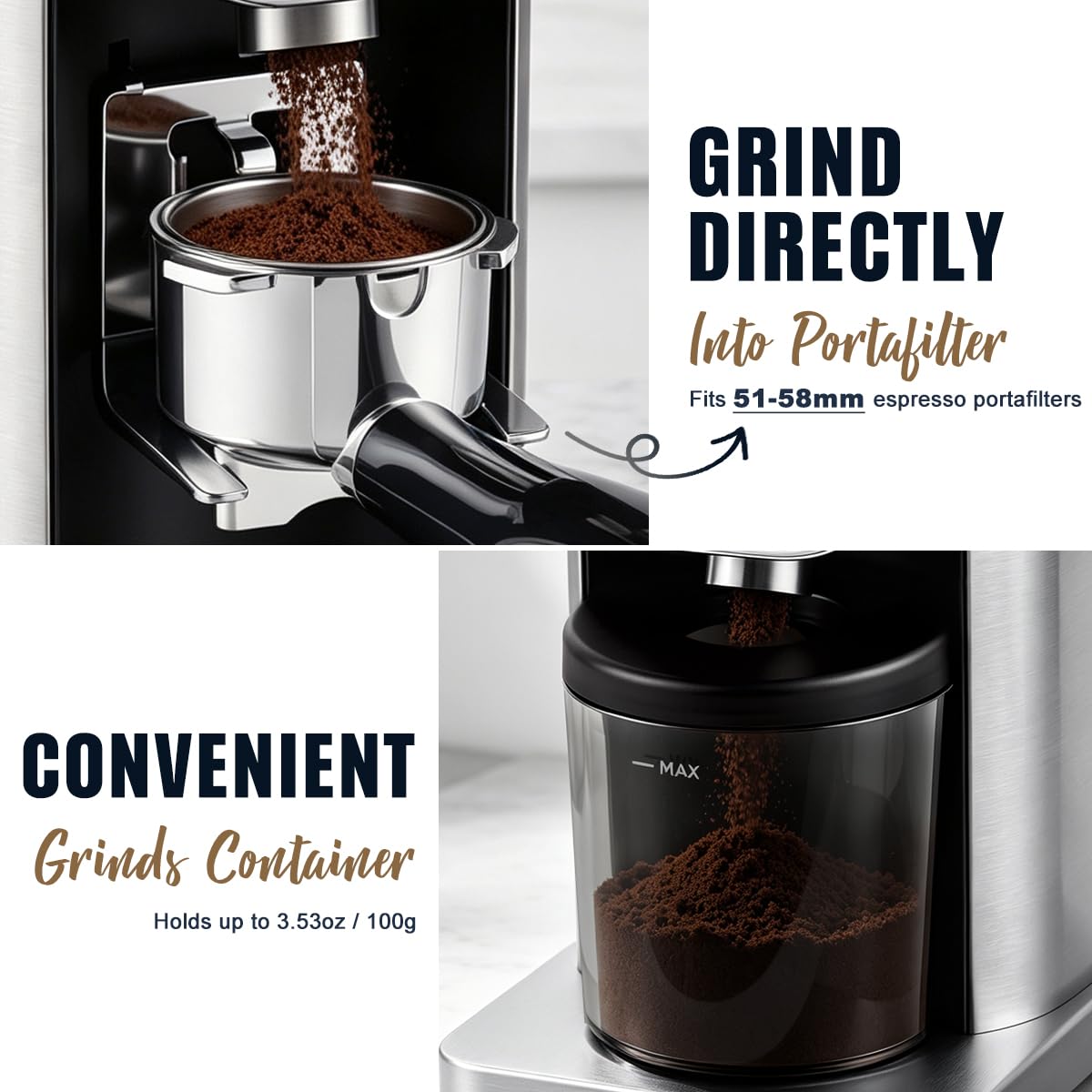 Electric Burr Coffee Grinder 48 Grind Settings M356764