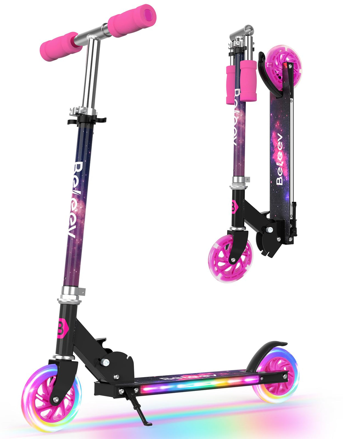 2 Wheel Folding Kick Scooter with Light Up Wheels J41409