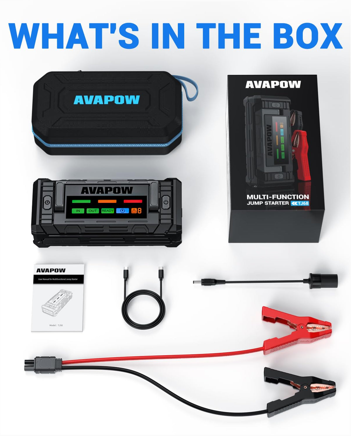 10000A Portable Battery Jumper Starter with 4" HD Display F7517