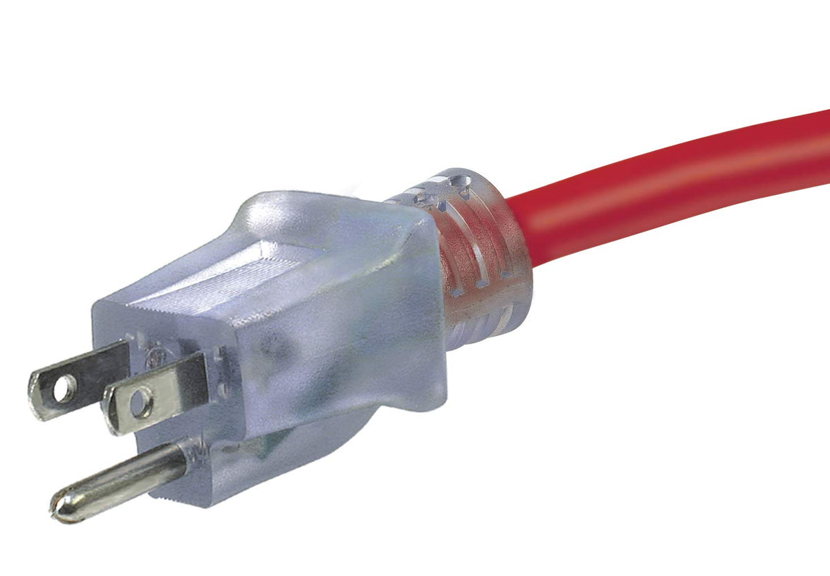 100-Foot 12/3 SJTW Outdoor Extension Cord with Light Indicator, Neon Red Z7645
