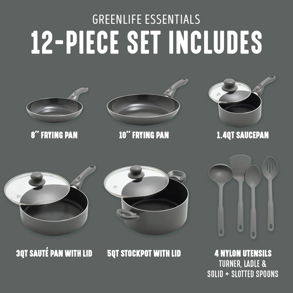 12 Piece Ceramic Nonstick Cookware Set V53686