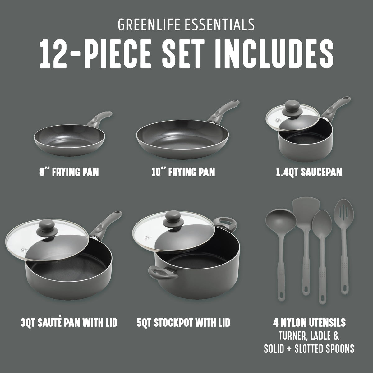 12 Piece Ceramic Nonstick Cookware Set V53686