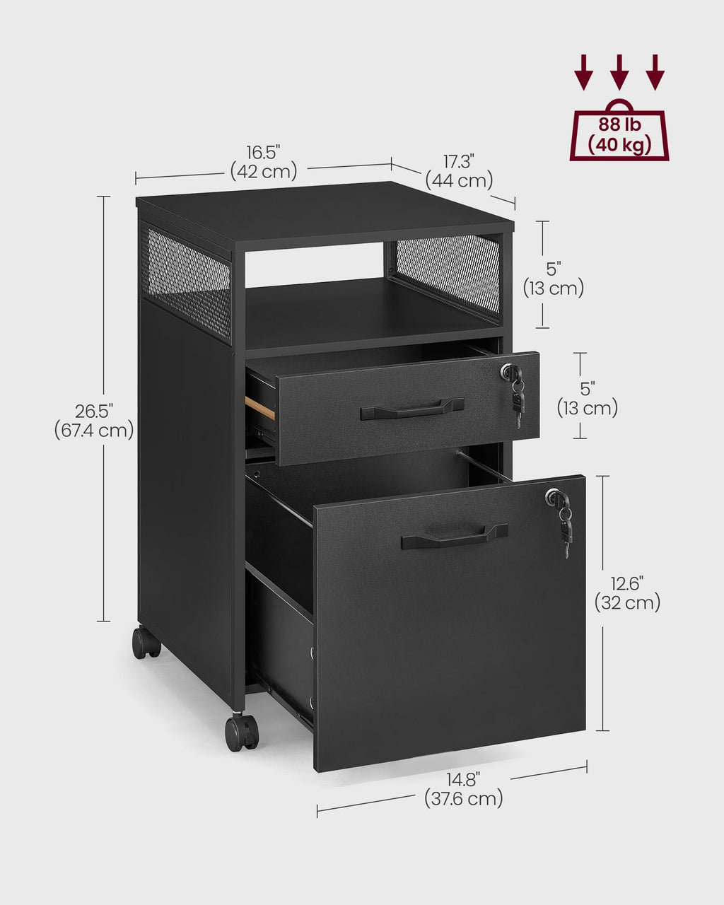 2 Drawer File Cabinet with Lock H384035