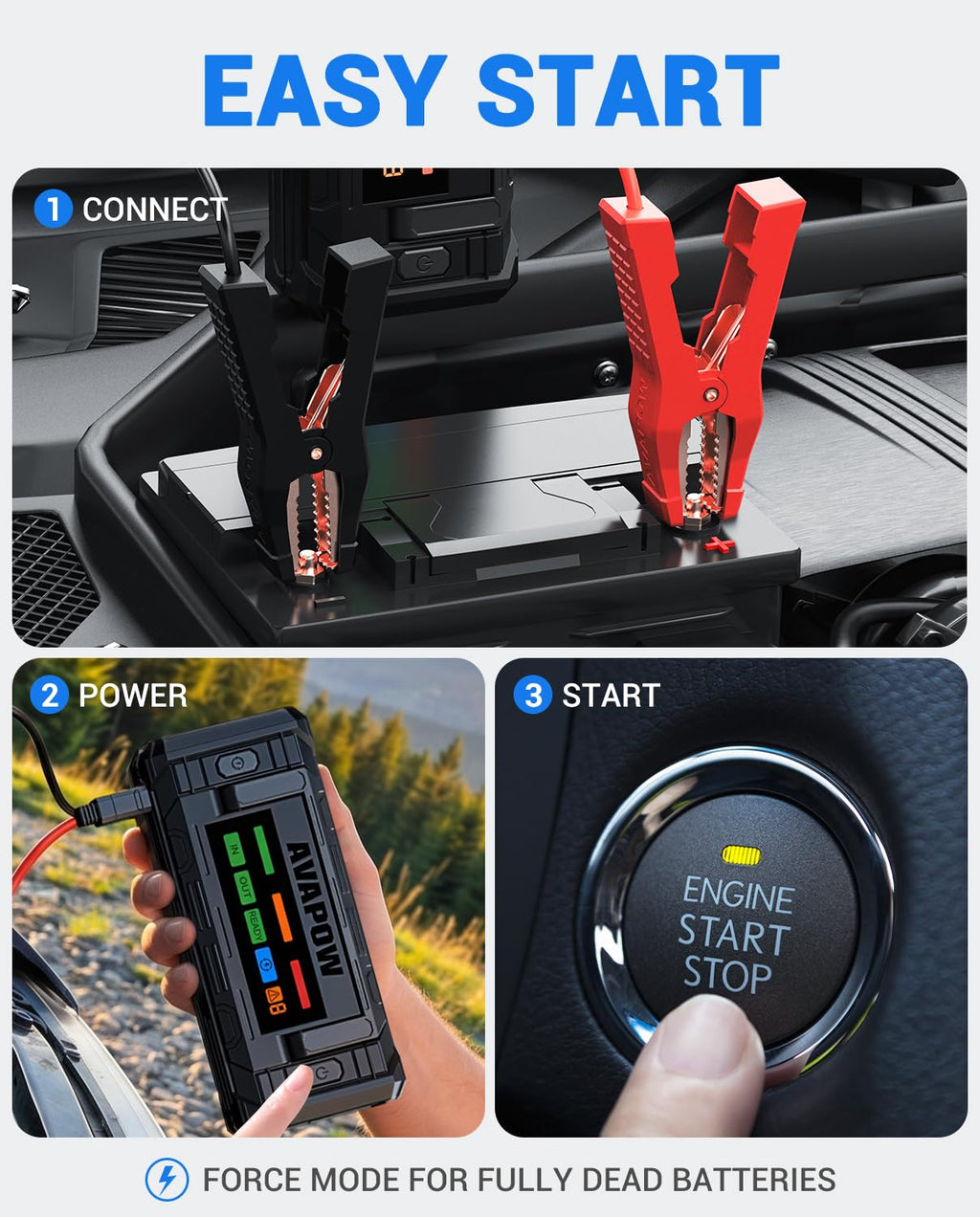 10000A Portable Battery Jumper Starter with 4" HD Display F7517