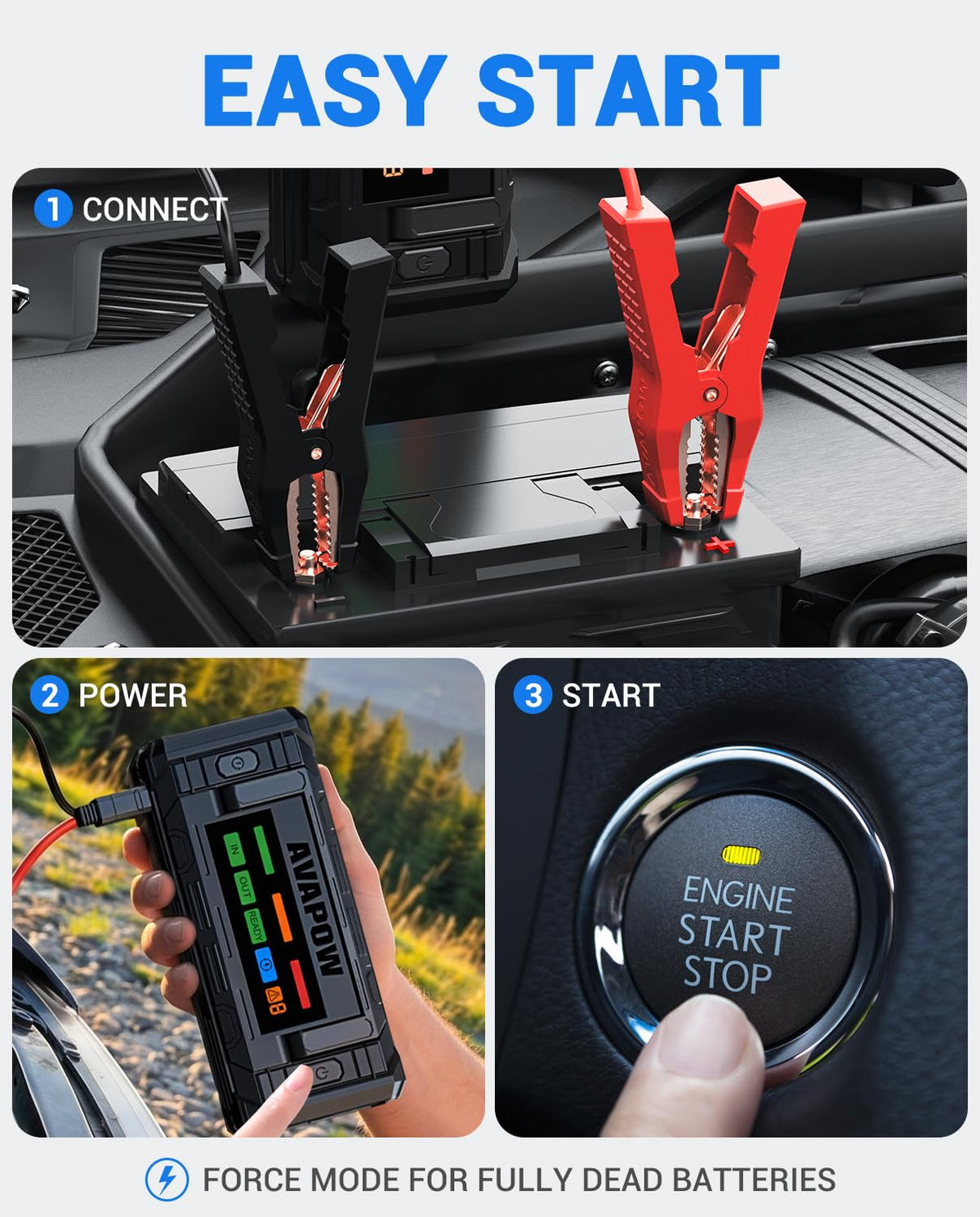 10000A Portable Battery Jumper Starter with 4" HD Display F7517