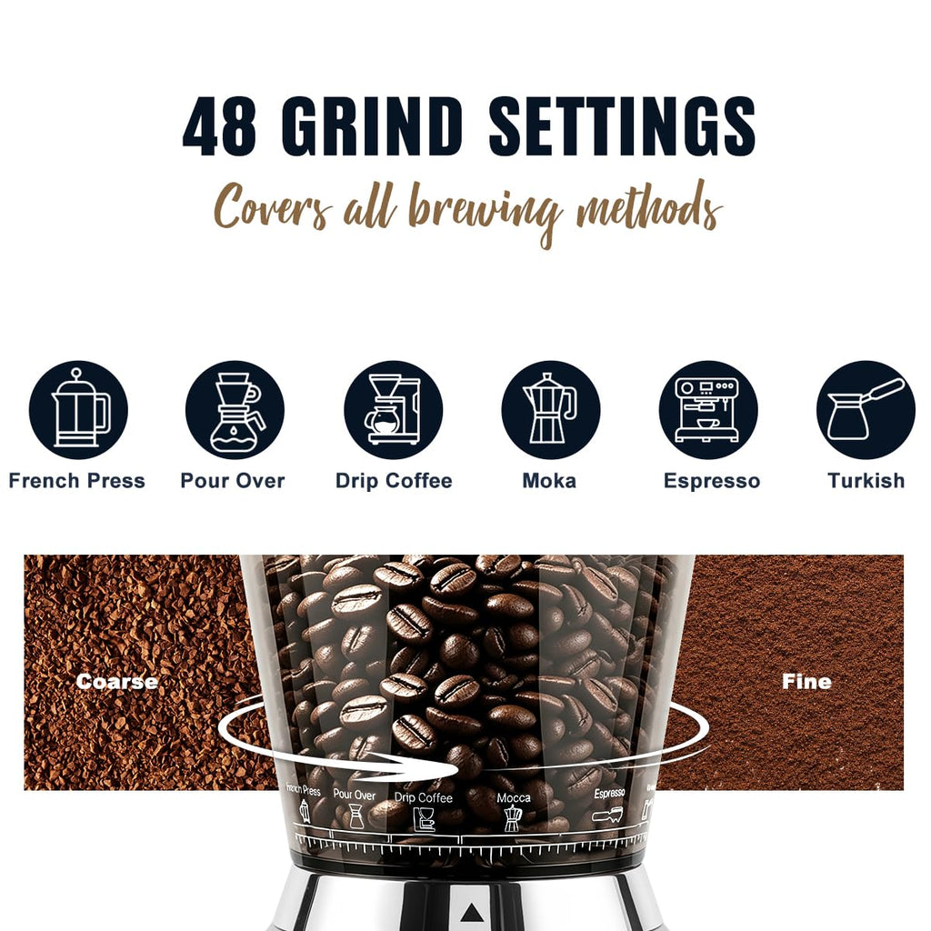 Electric Burr Coffee Grinder 48 Grind Settings M356764