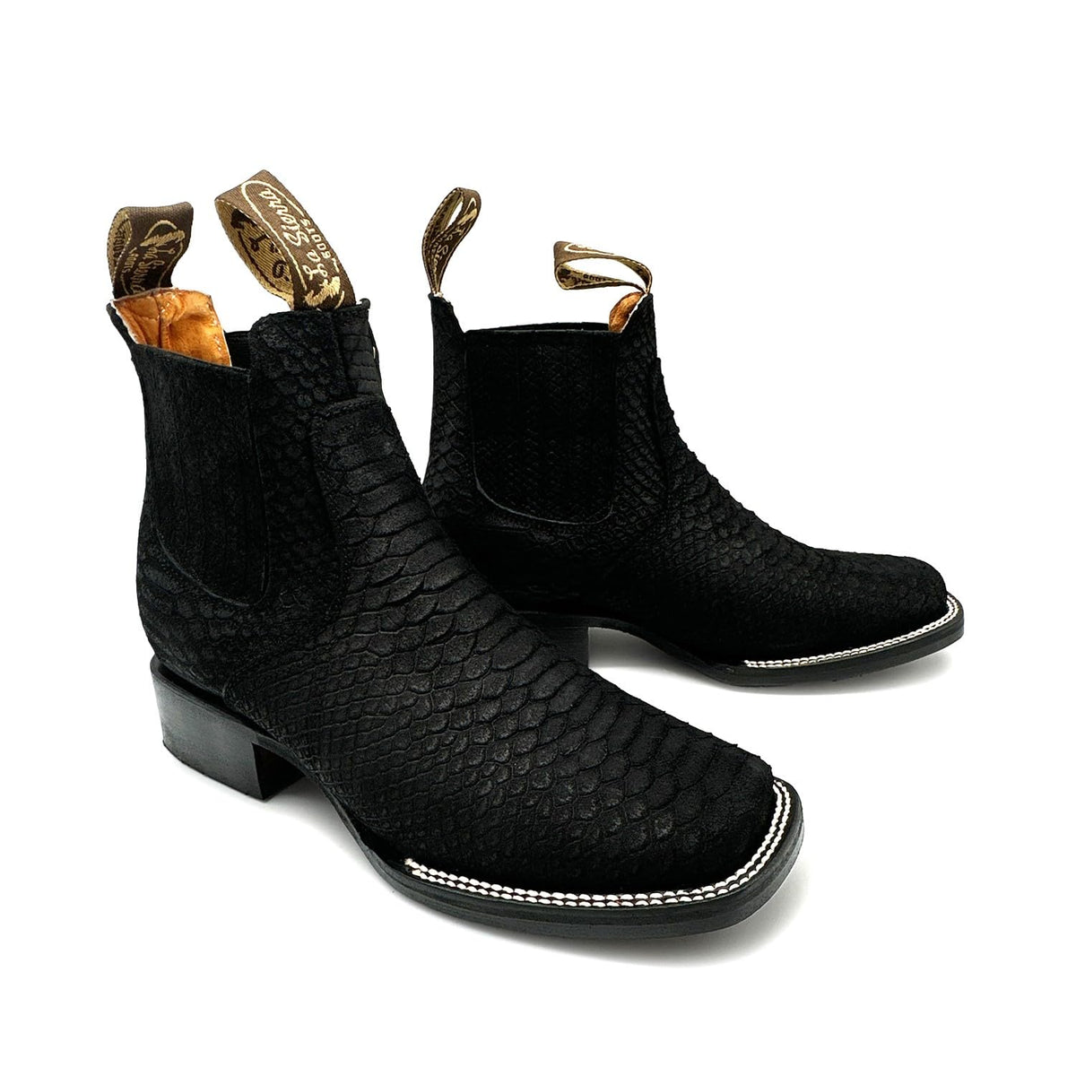 Men’s Genuine Leather Square Toe Ankle Cowboy Boot L762