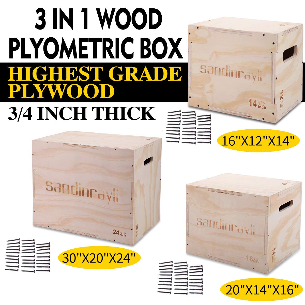 3-in-1 Wooden Plyo Jump Box C4807