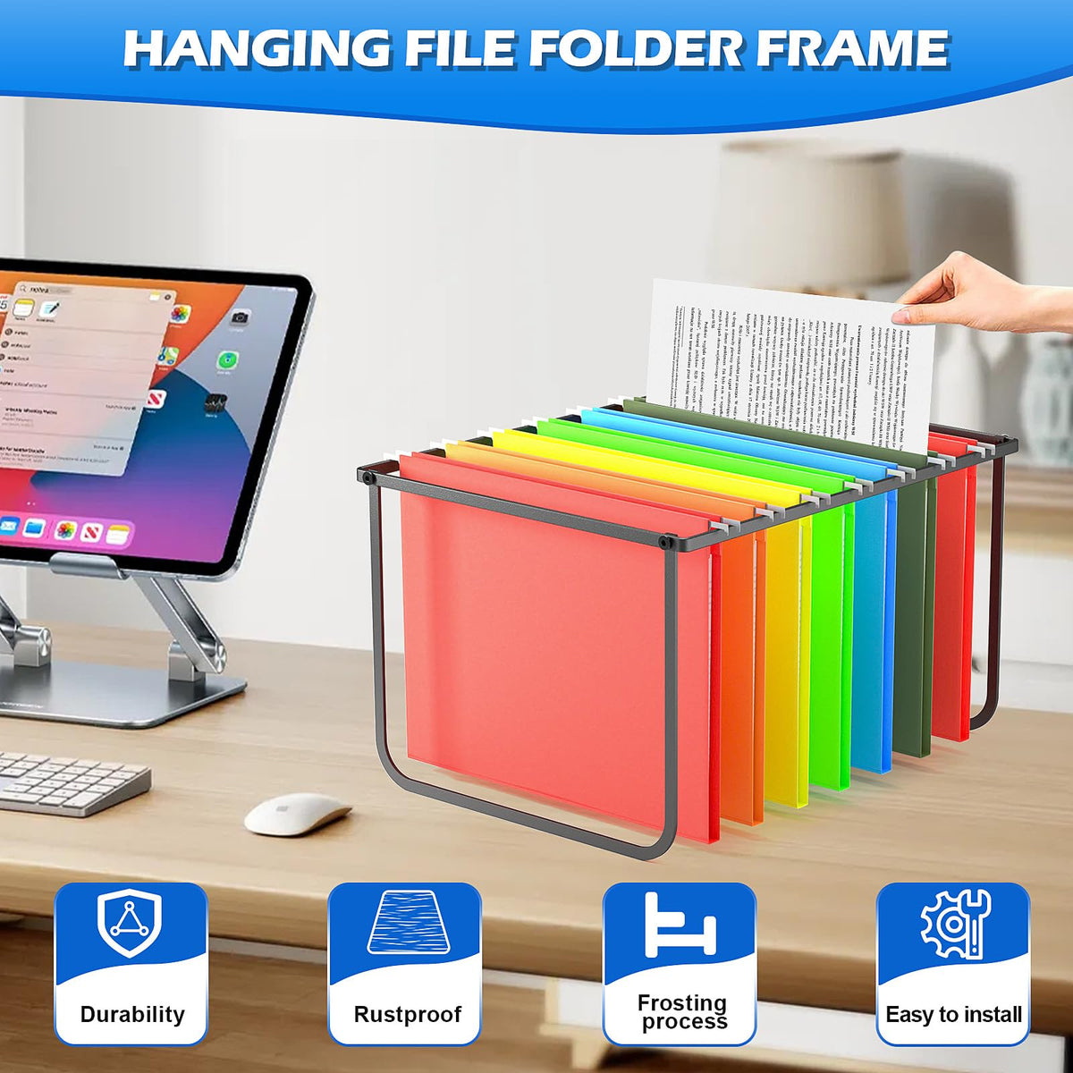Black Metal Hanging File Folder Frame K103122
