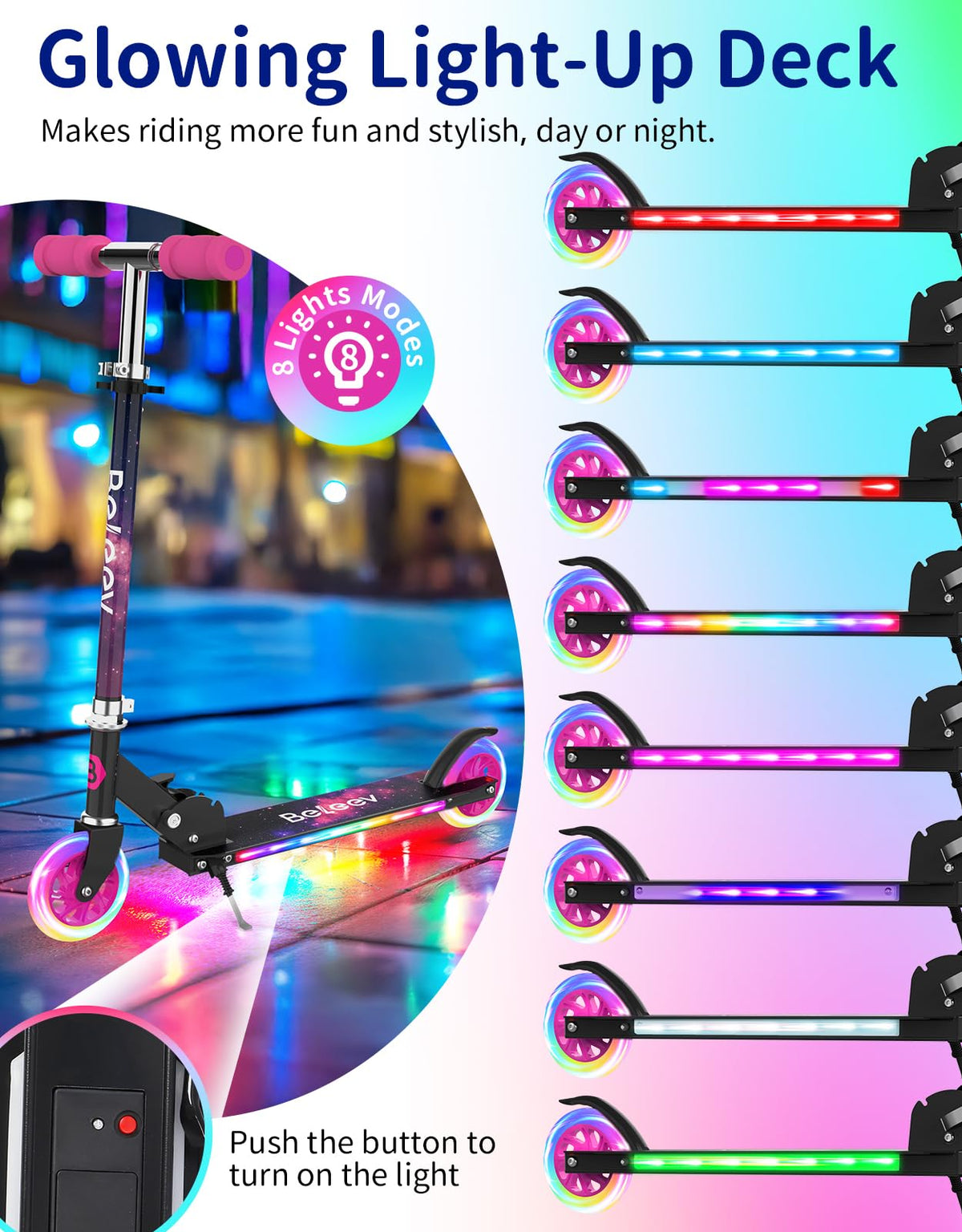 2 Wheel Folding Kick Scooter with Light Up Wheels J41409