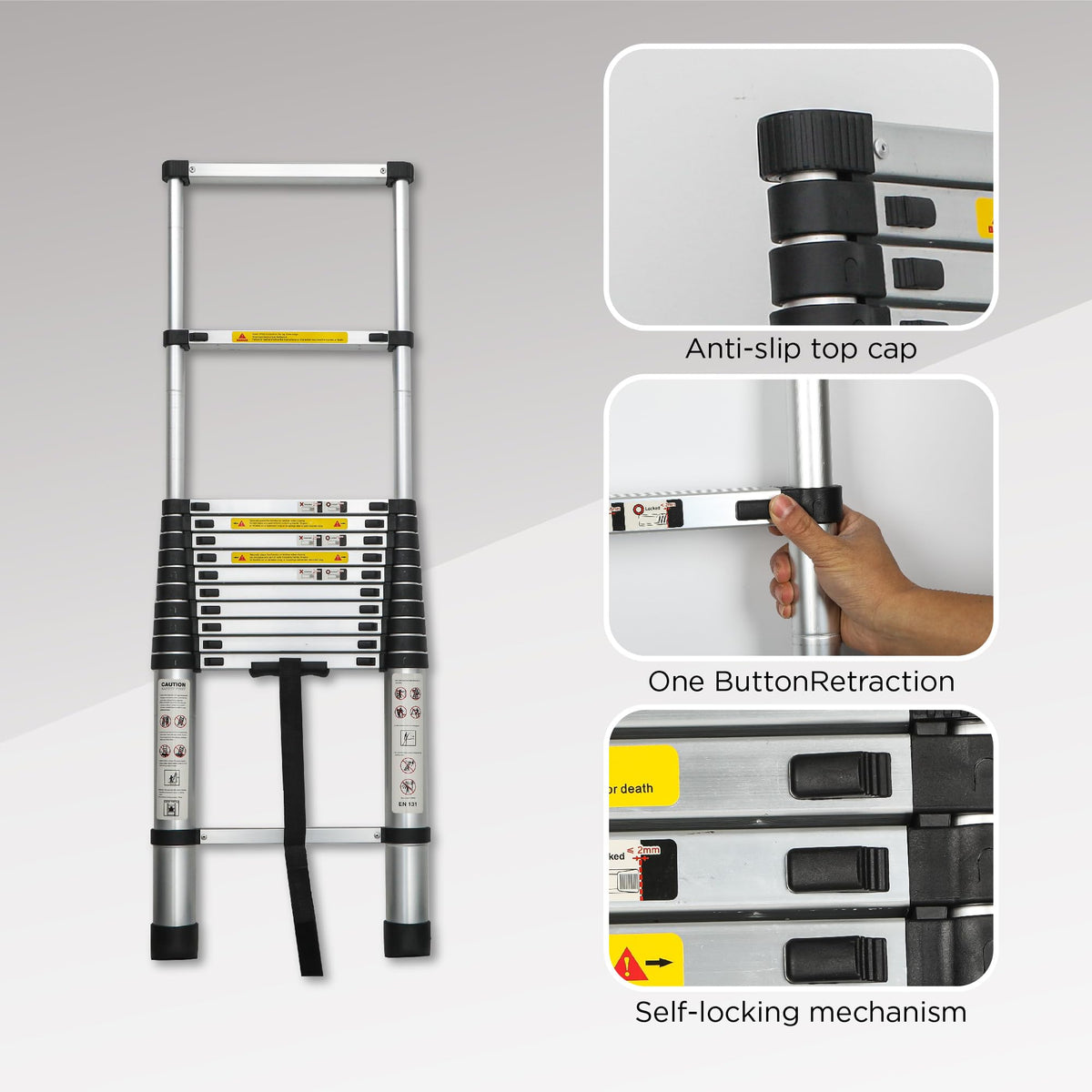 16.5FT Aluminum Telescopic Ladder 300lb Capacity N31933