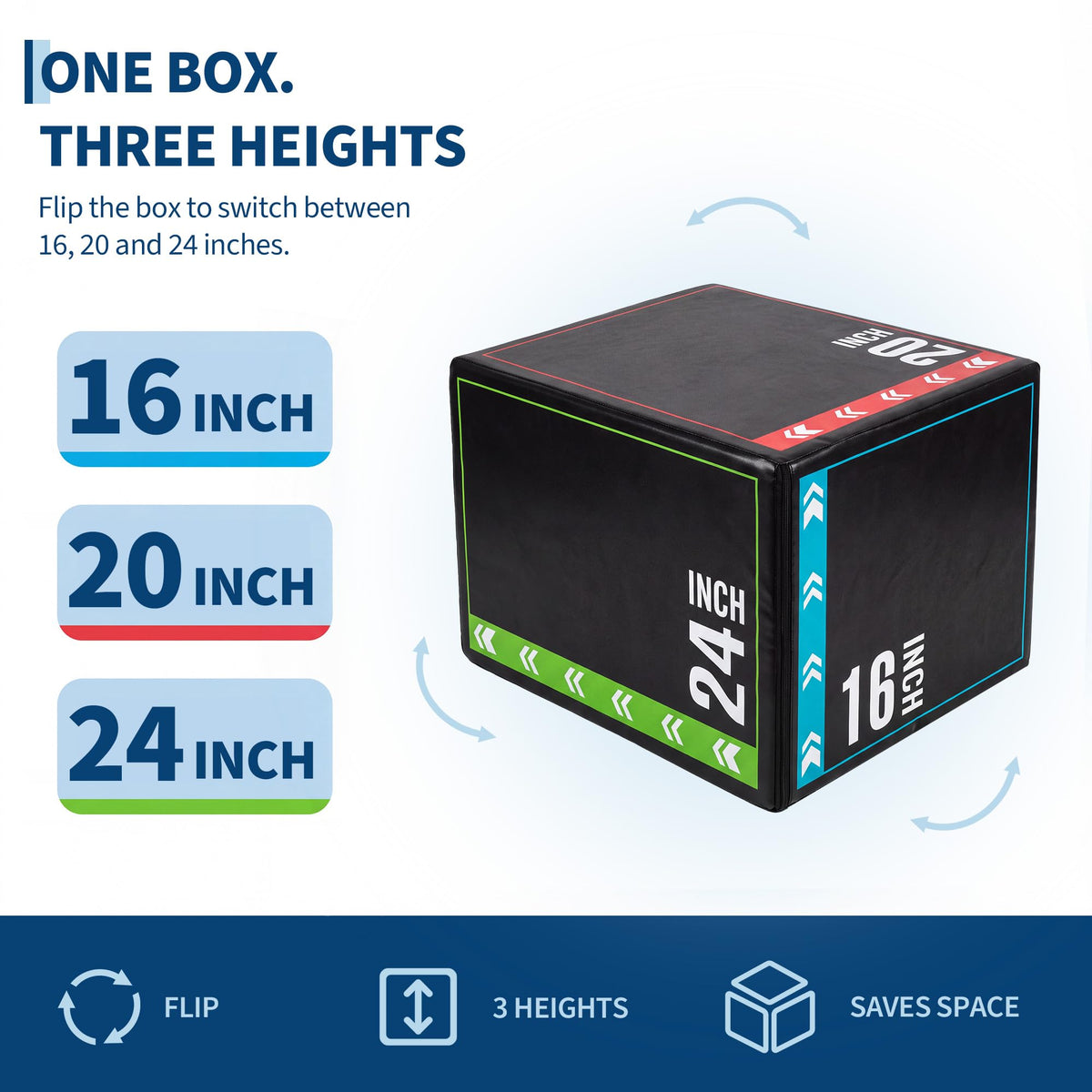 3 in 1 Plyometric Jump Box with Non-Slip Surface D310