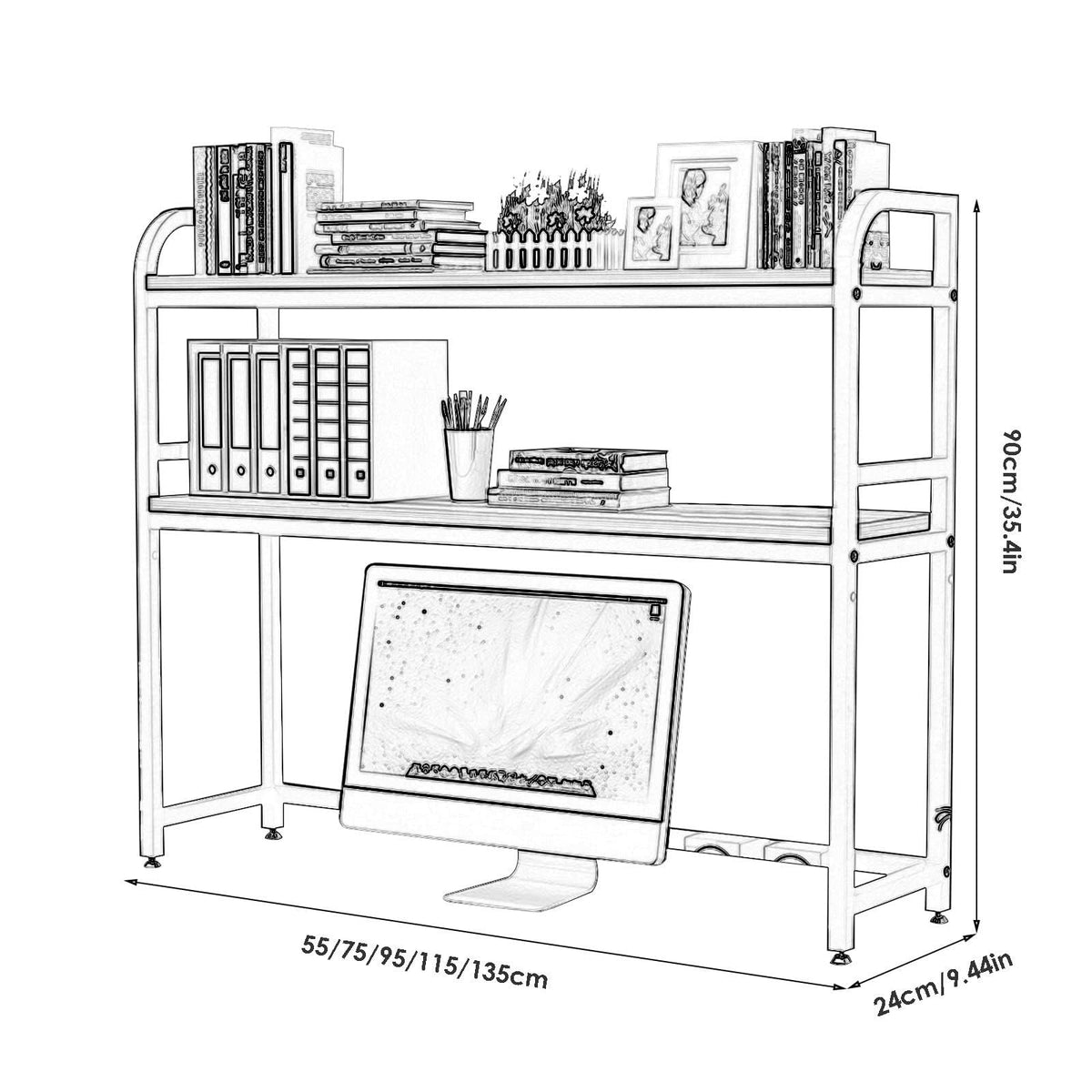2-Tier White Desktop Bookshelf H85156