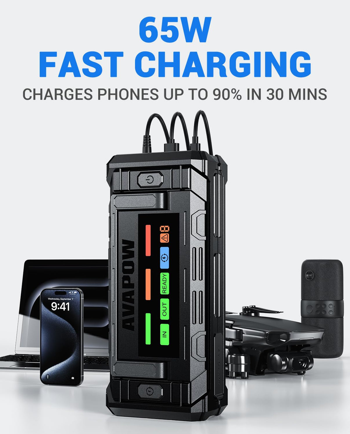 10000A Portable Battery Jumper Starter with 4" HD Display F7517
