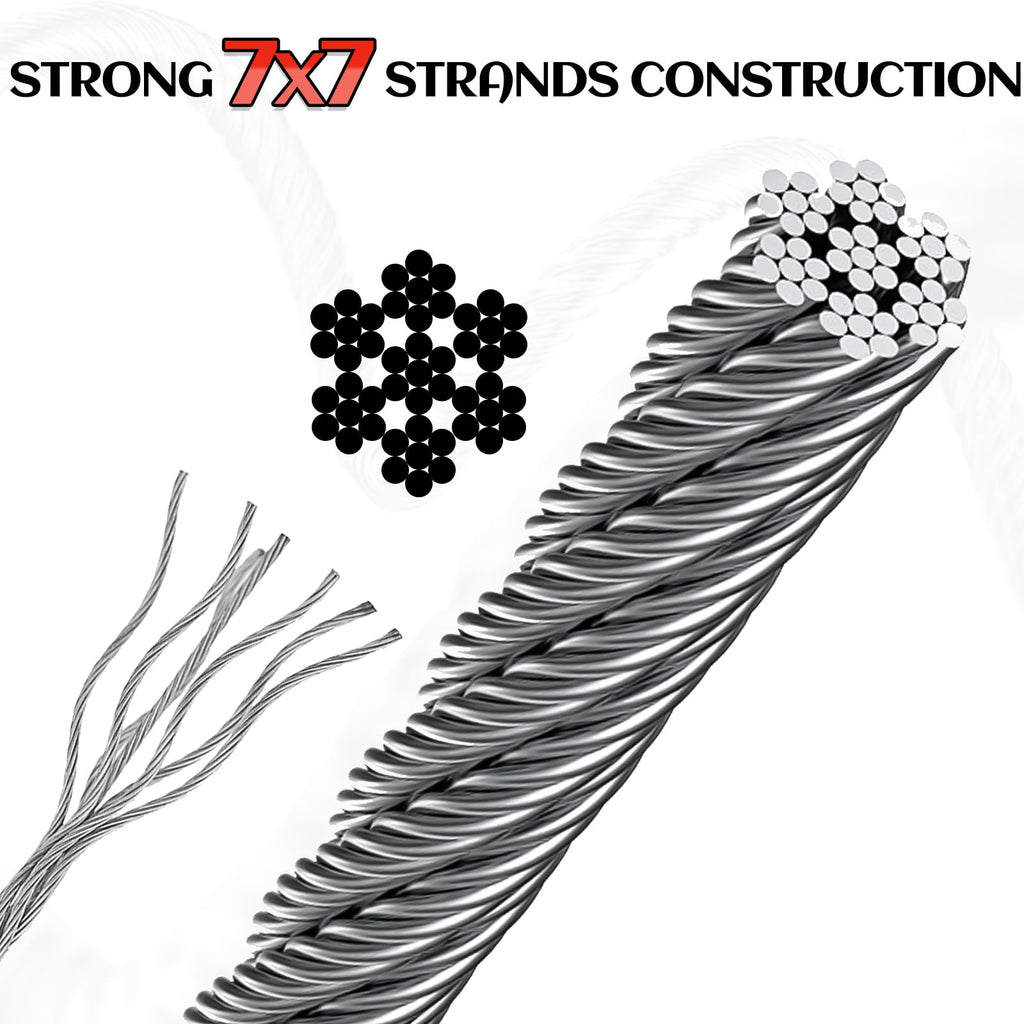 1/8 Inch Stainless Steel Cable 100FT 7x7 Strand Core M863317
