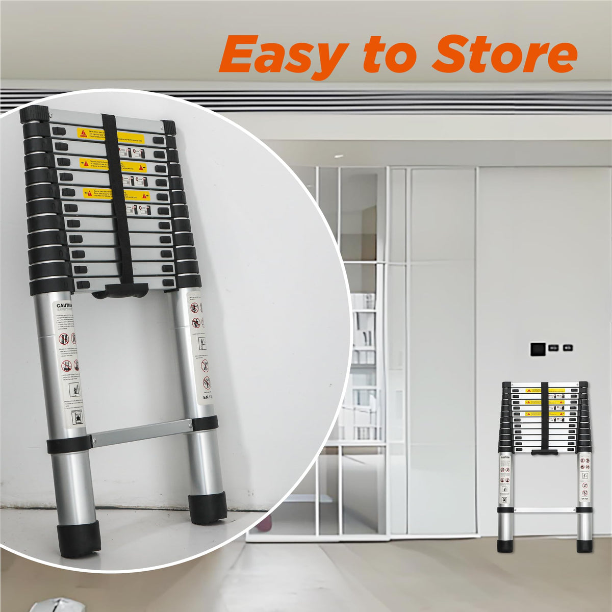 16.5FT Aluminum Telescopic Ladder 300lb Capacity N31933