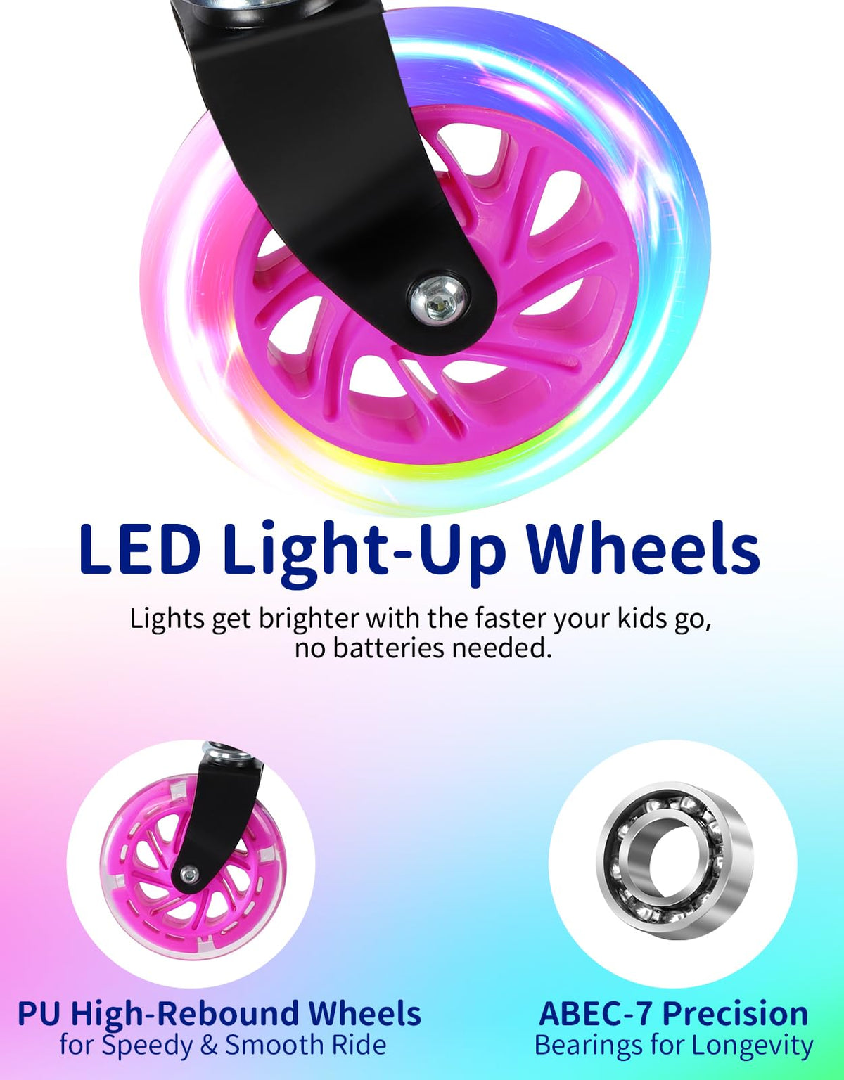 2 Wheel Folding Kick Scooter with Light Up Wheels J41409