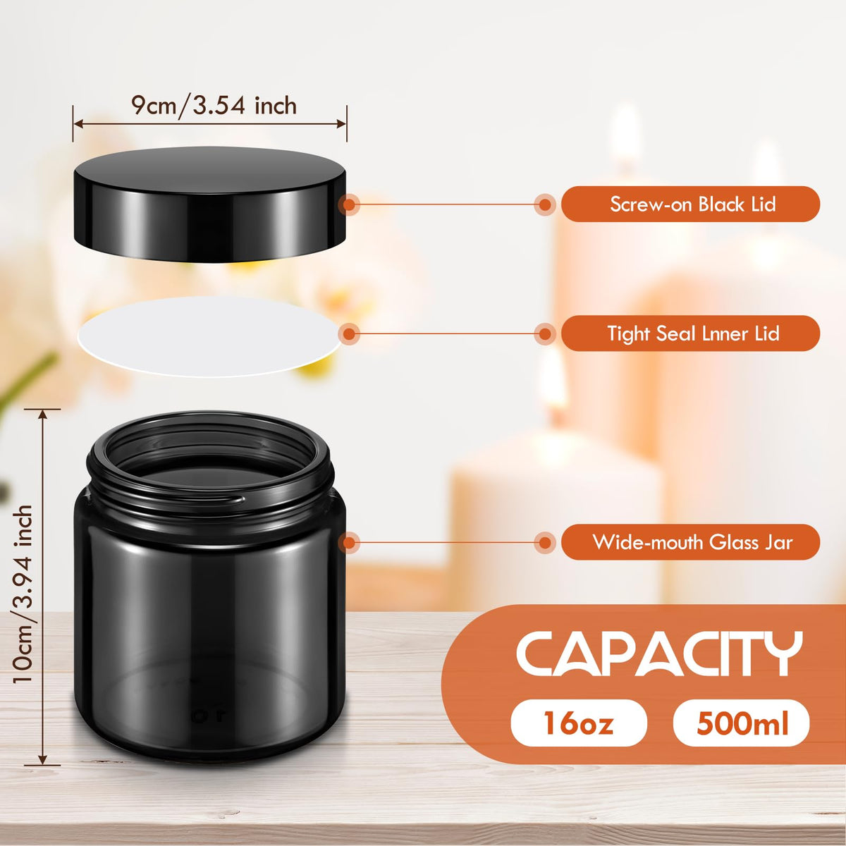16 oz Glass Jars with Lids P364