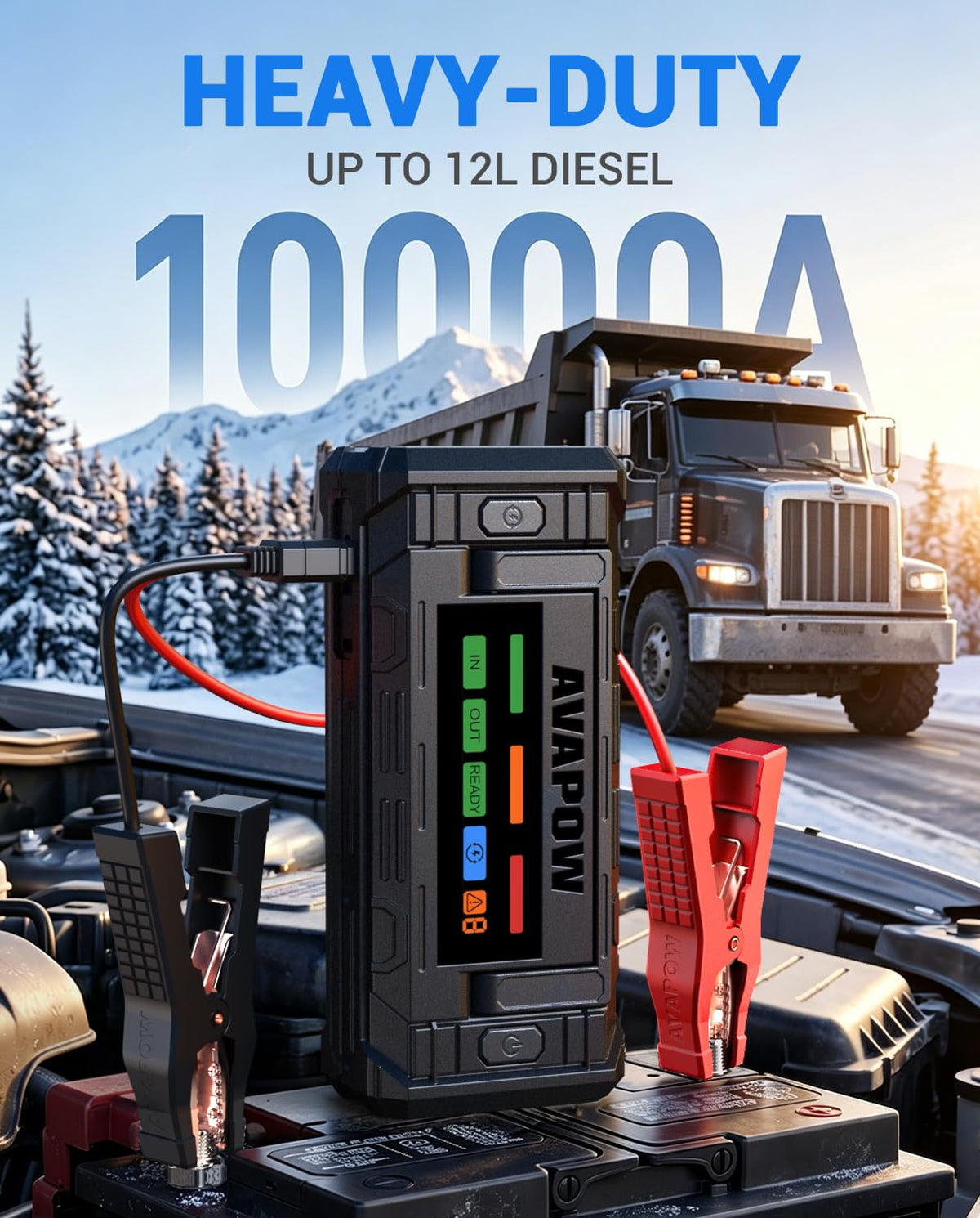 10000A Portable Battery Jumper Starter with 4" HD Display F7517
