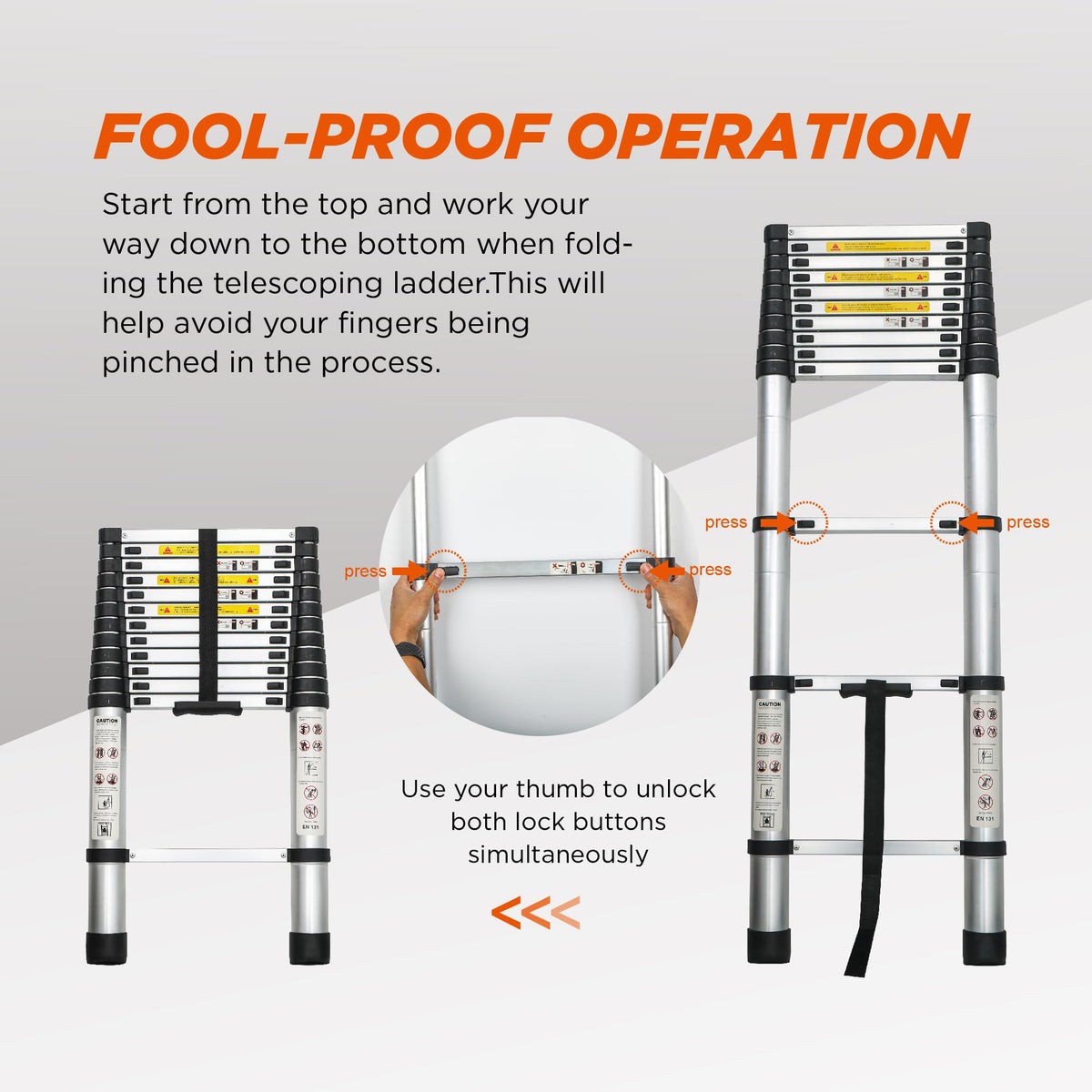 16.5FT Aluminum Telescopic Ladder 300lb Capacity N31933