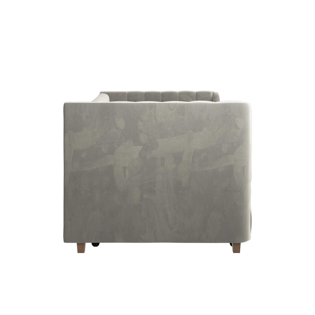 Gray Velvet Twin Upholstered Daybed with Trundle X474467