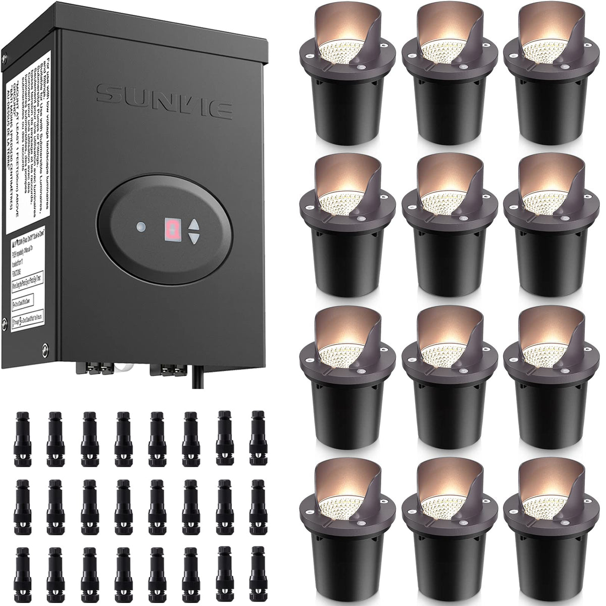 12 Pack Warm White Waterproof Low Voltage Landscape Lights E51285