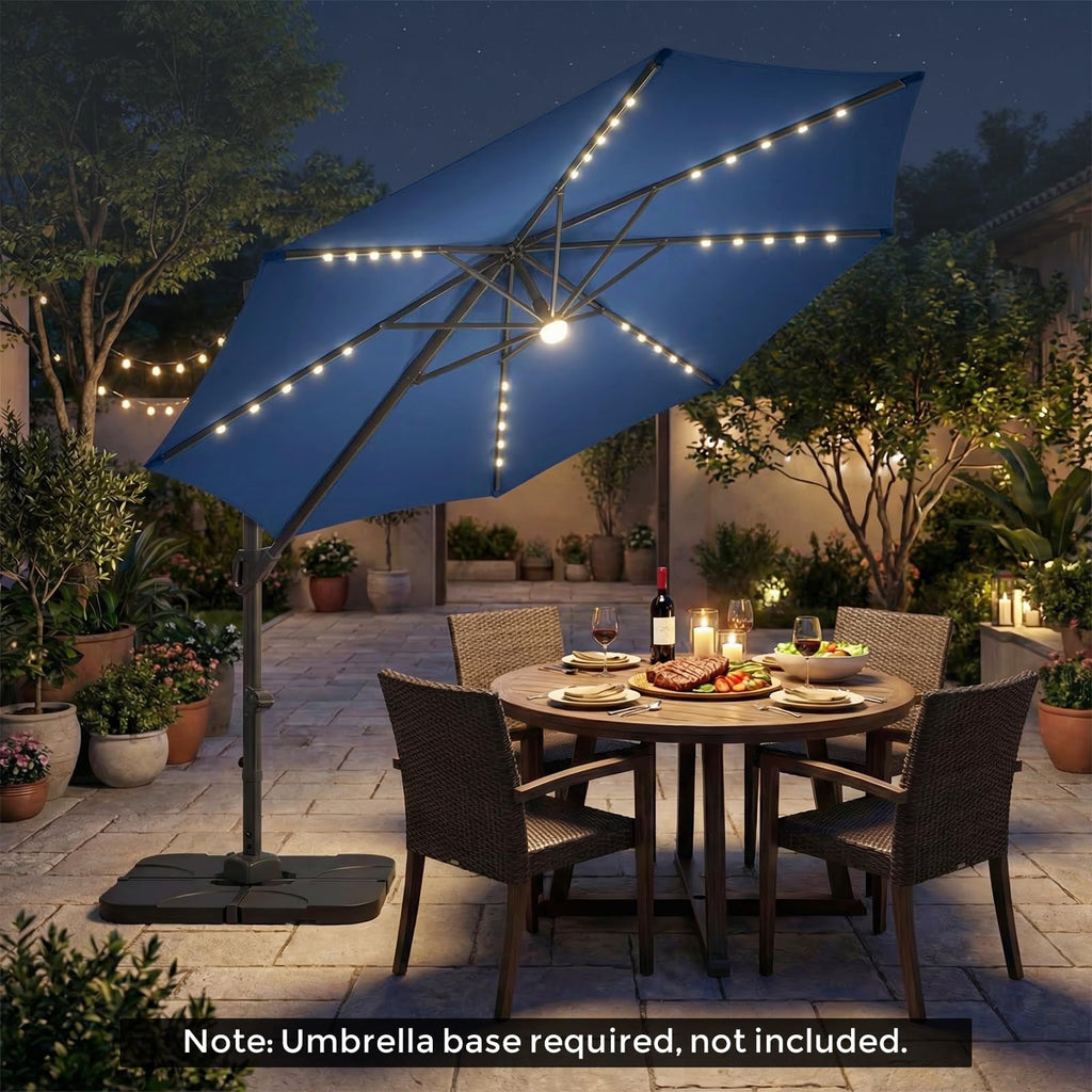 10ft Solar LED Offset Cantilever Patio Umbrella N84918