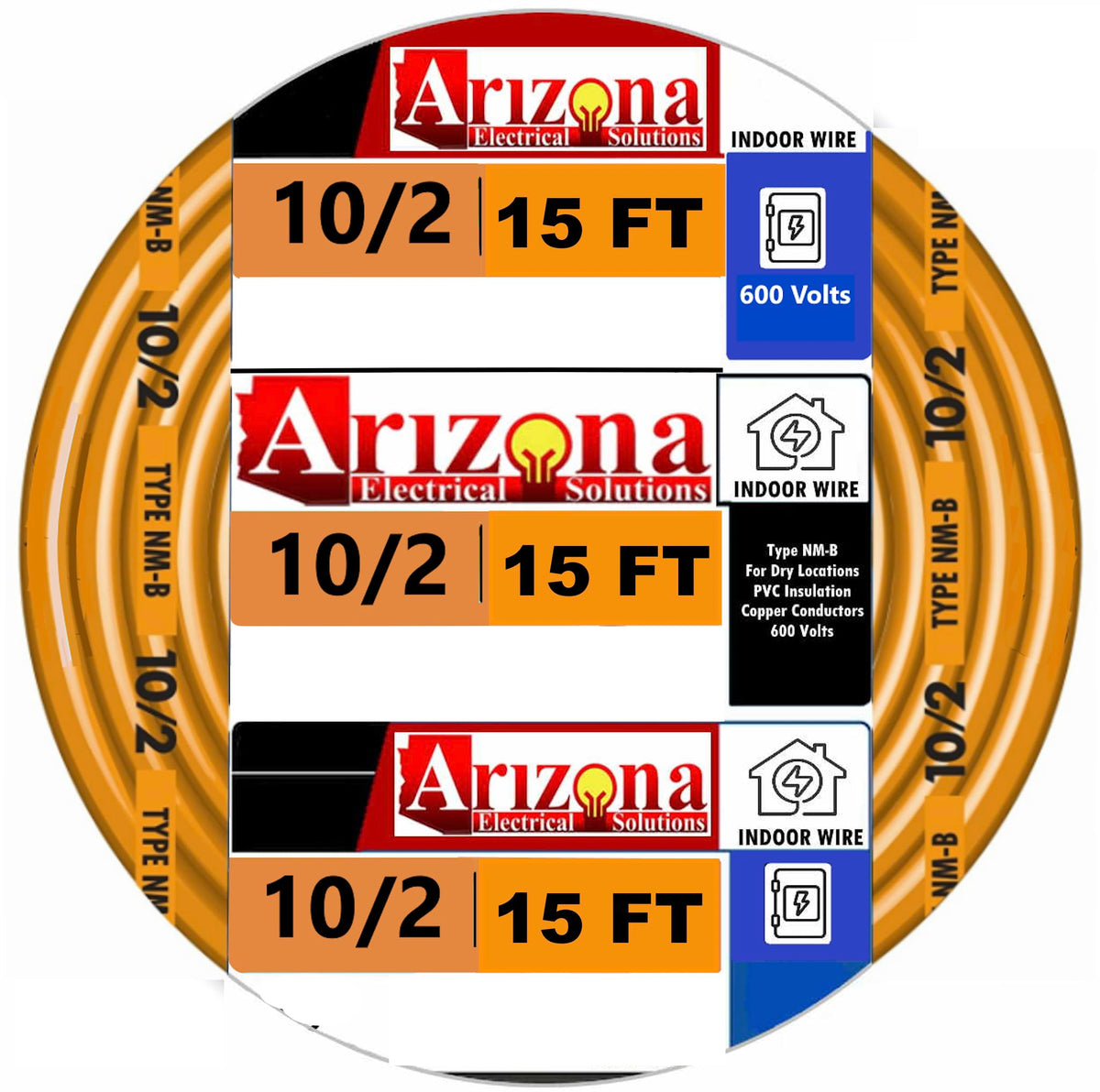 10/2 NM-B Indoor Copper Wire, 15 Feet, 600V V42533
