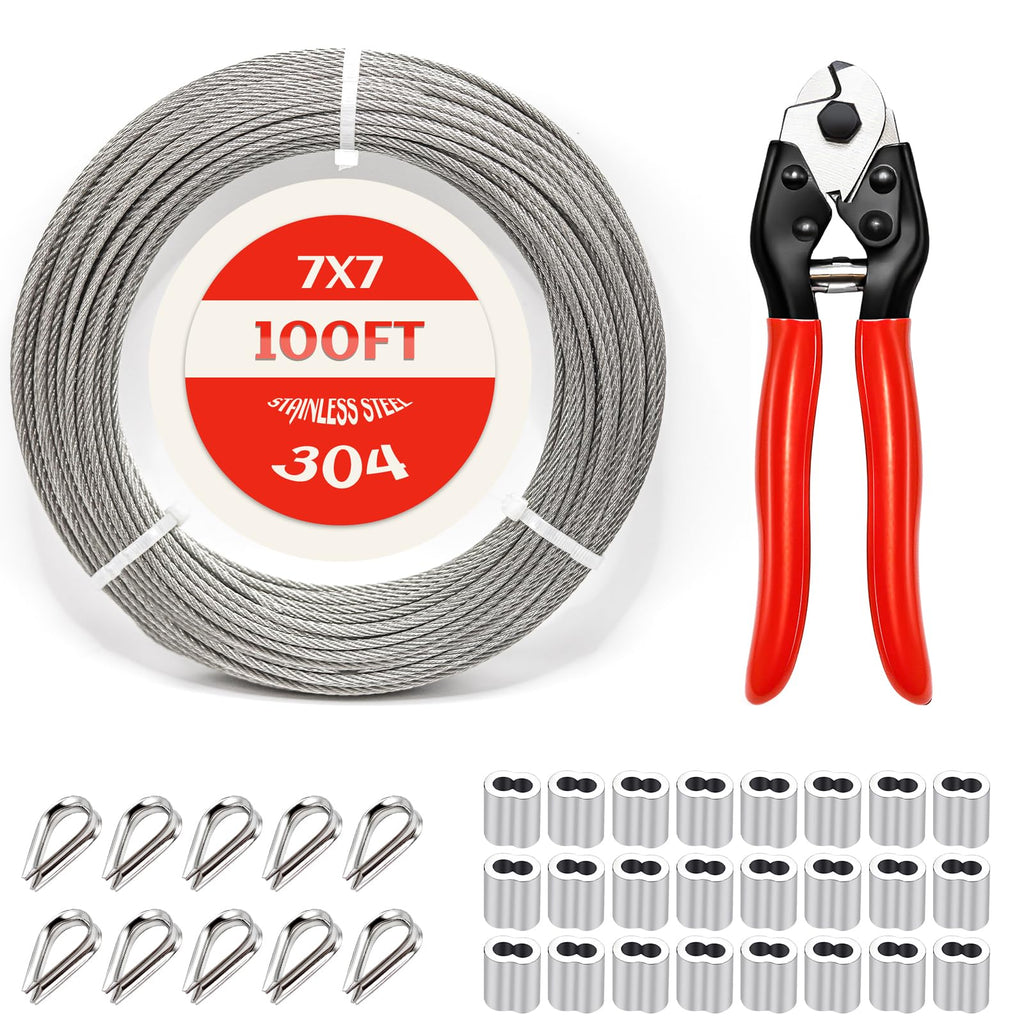 1/8 Inch Stainless Steel Cable 100FT 7x7 Strand Core M863317