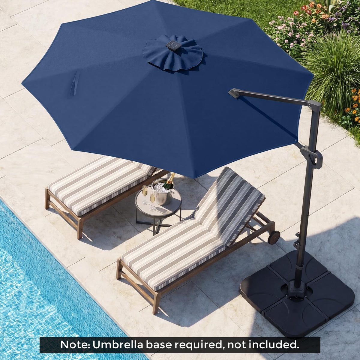 10ft Solar LED Offset Cantilever Patio Umbrella N84918