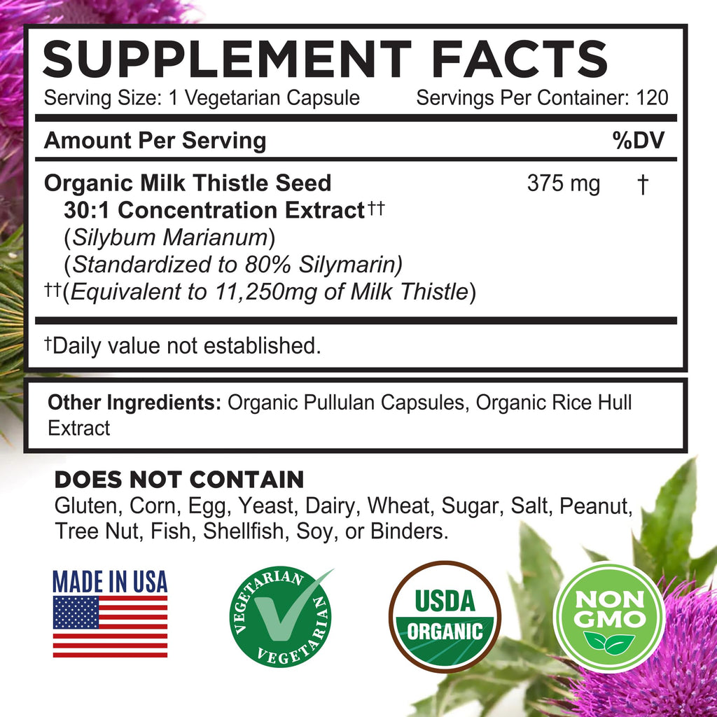 Organic Milk Thistle 120 Vegan Capsules A632261