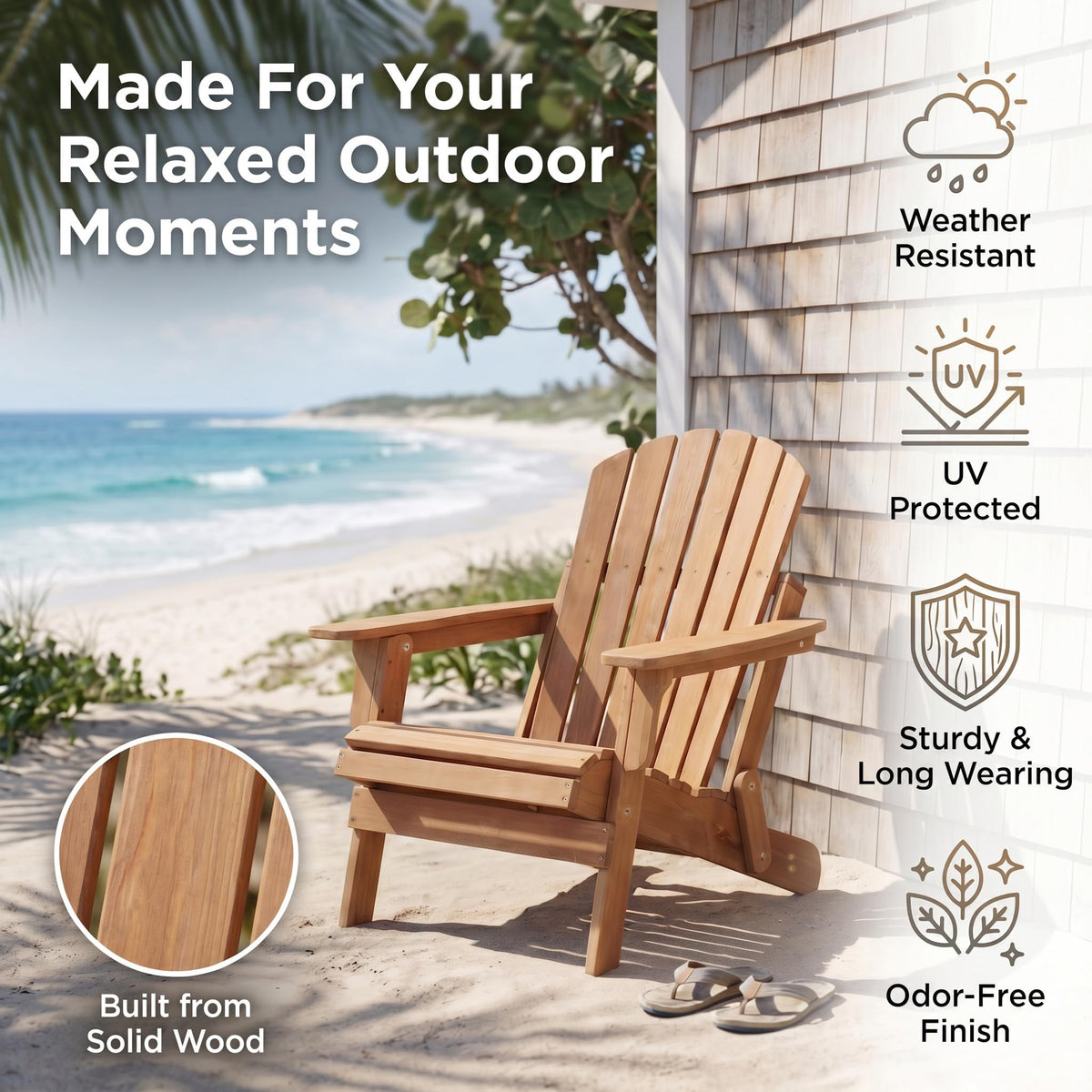 100 lbs Capacity Solid Wood Adirondack Chair R38022
