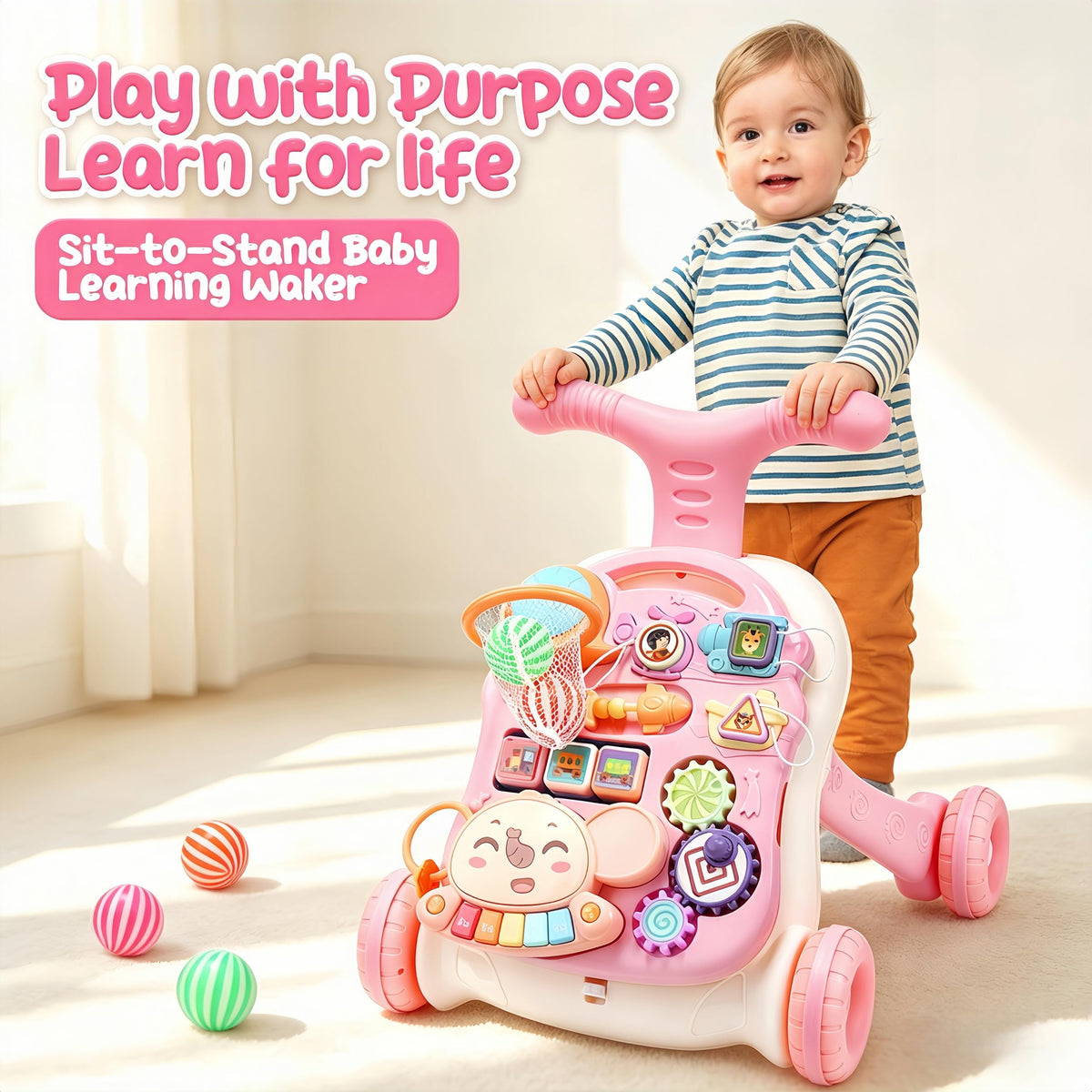 2-in-1 Baby Walker with Detachable Activity Center C33618