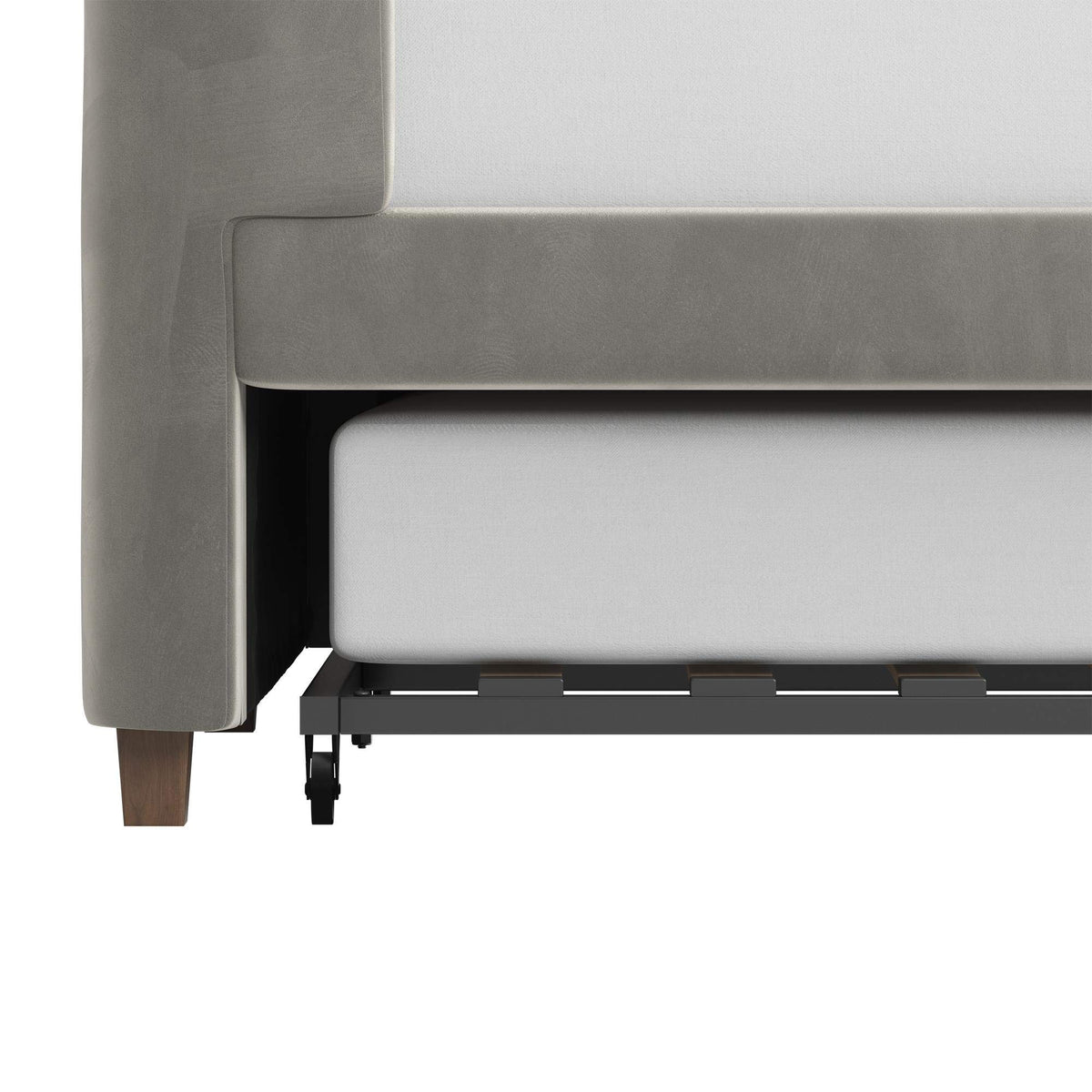 Gray Velvet Twin Upholstered Daybed with Trundle X474467