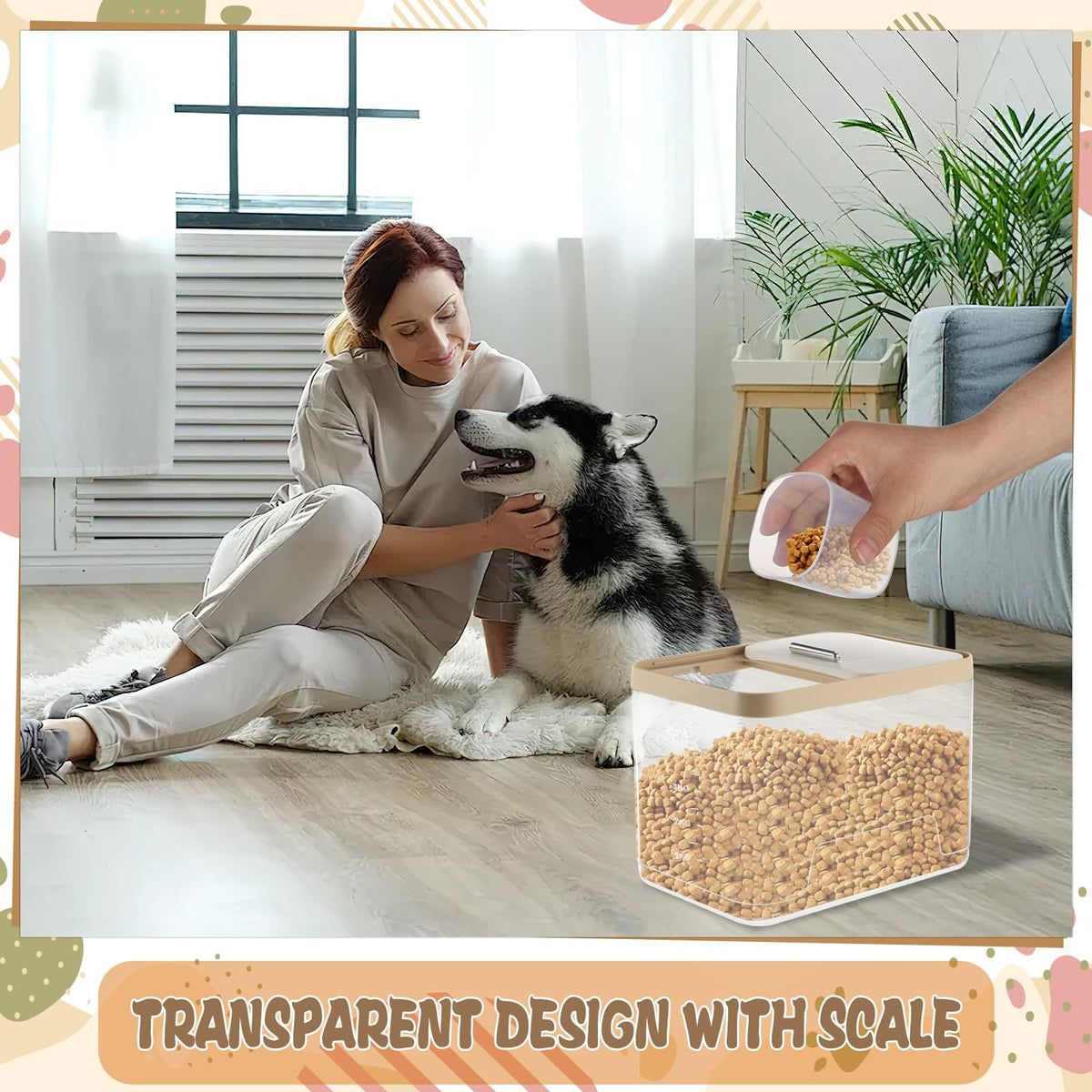 2 Pack Airtight Pet Food Storage Container with Measuring Scoops G80259