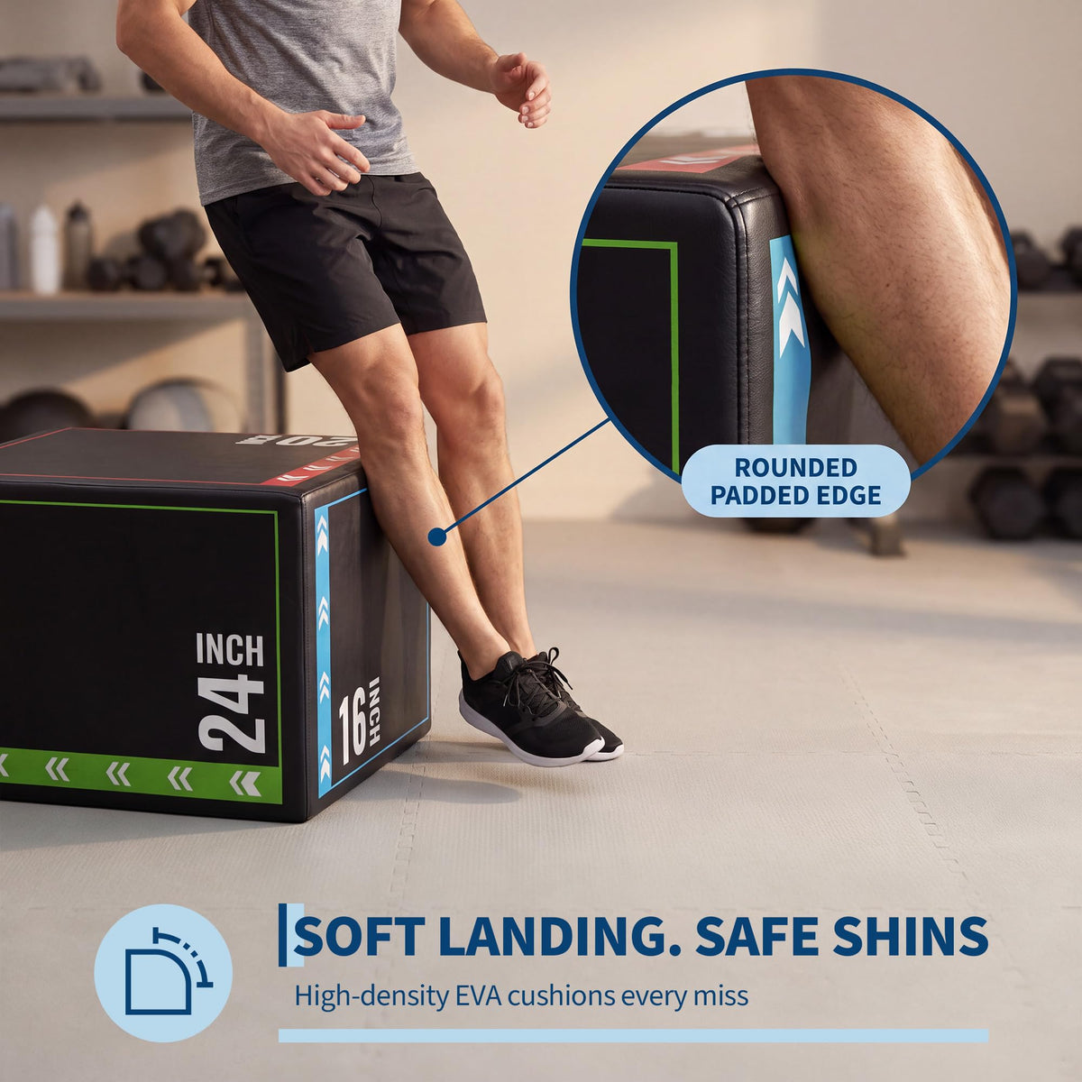 3 in 1 Plyometric Jump Box with Non-Slip Surface D310