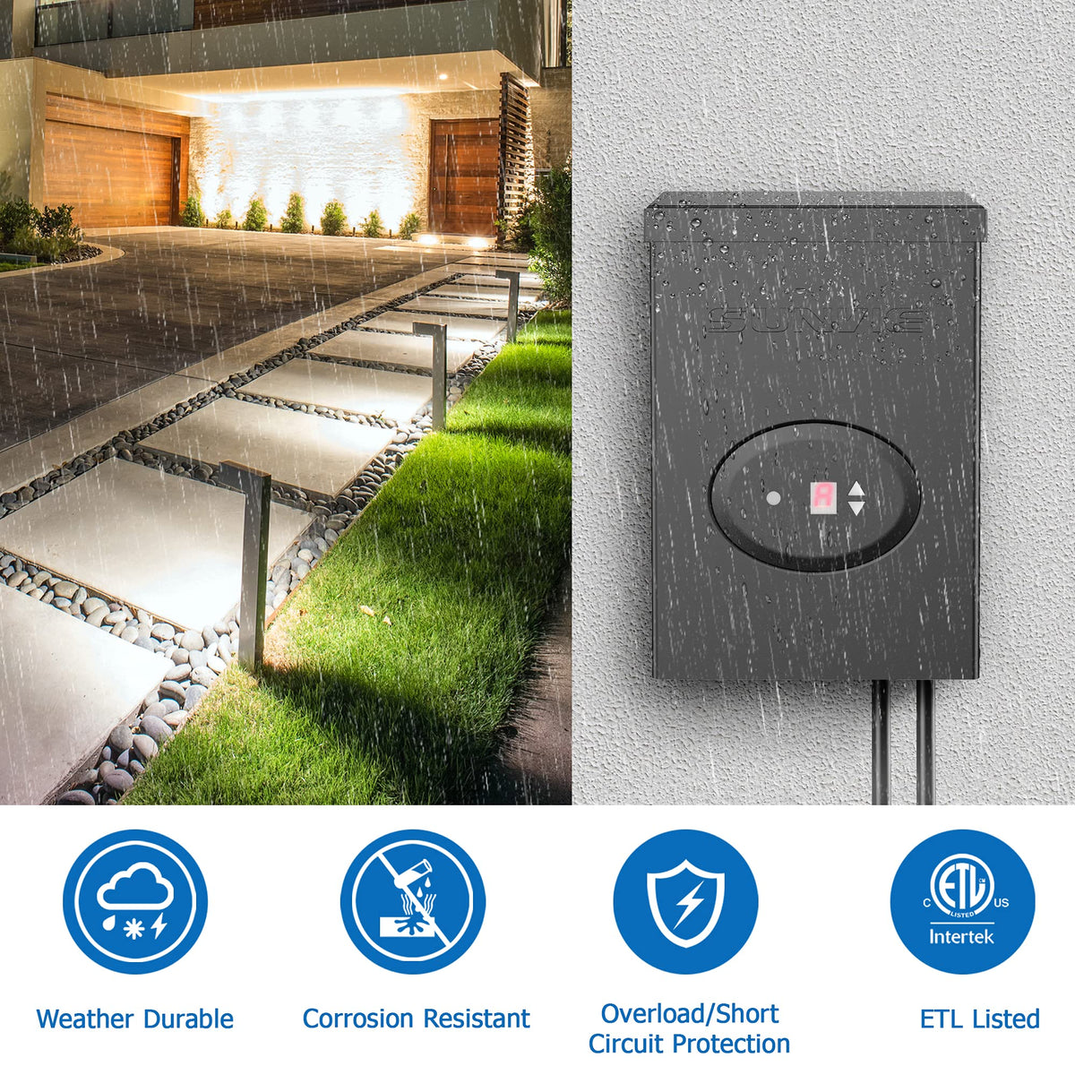 12 Pack Warm White Waterproof Low Voltage Landscape Lights E51285